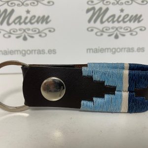 LLAVERO PIEL VACUNO CELESTE