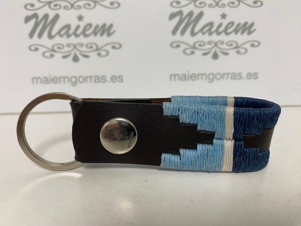 LLAVERO PIEL VACUNO CELESTE
