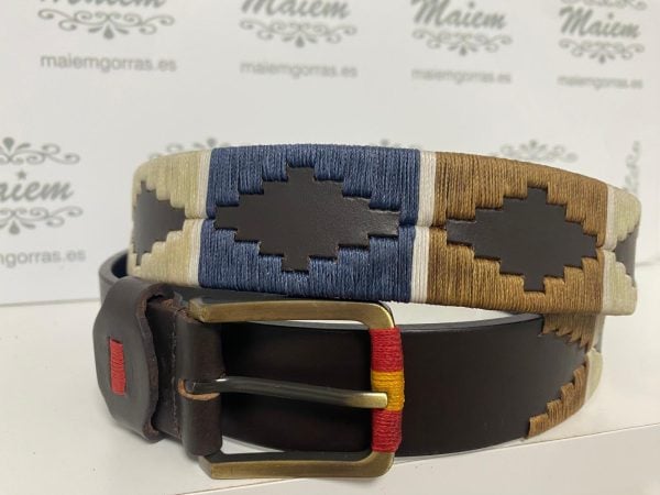 Cinturón Argentino Piel Vacuno Azul-Beige
