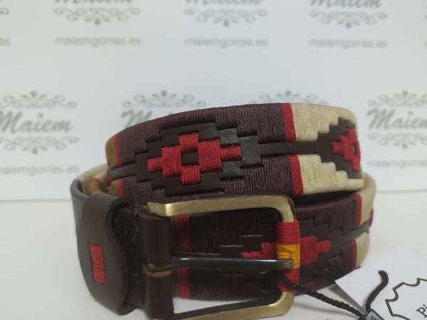 Cinturón Argentino Piel Vacuno Marrón-Rojo