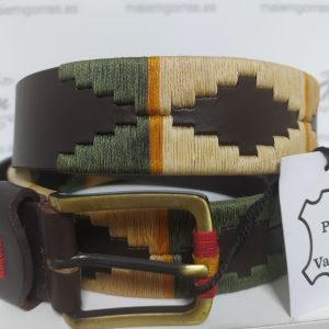 Cinturón Argentino Piel Vacuno Verde-Beige