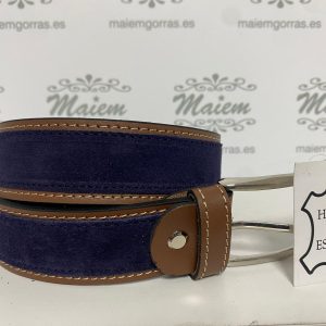 Cinturón Piel y Serraje Azul