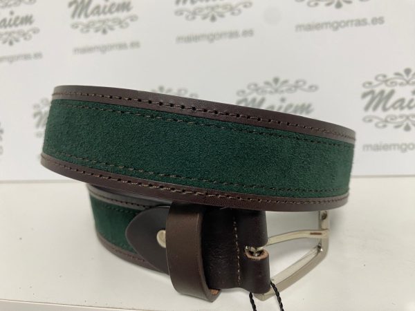 Cinturón Piel y Serraje Verde